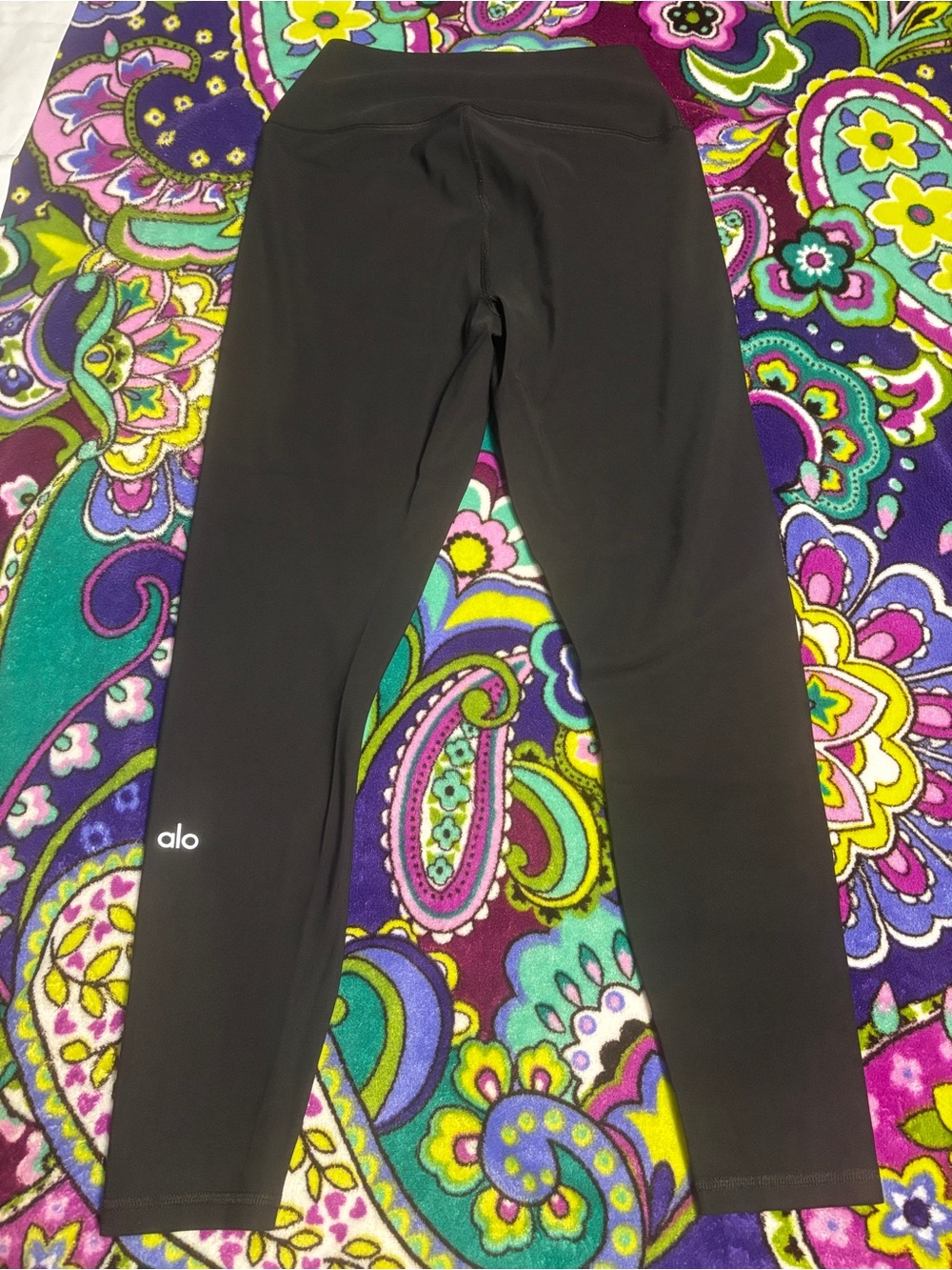 Alo High-Waist Ripped Warrior Black Leggings. Size XS